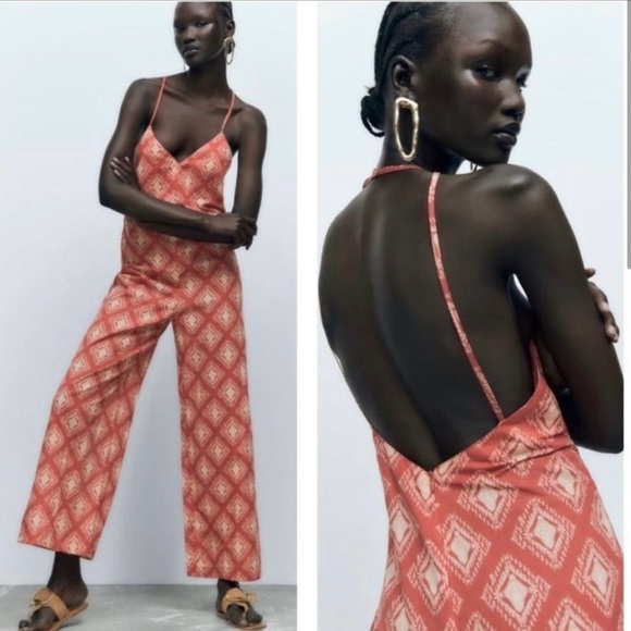 BLOGGERS FAVE  NWT Zara Boho Geometric Print The Jami Jumpsuit SZ Small - Picture 11 of 16
